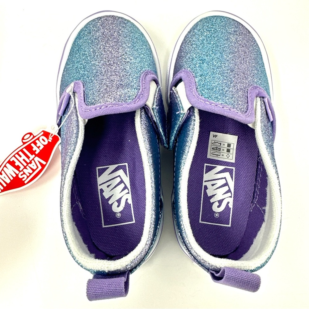 Vans Slip On V Ombre Glitter Toddler Girls Shoes - Picture 5 of 9